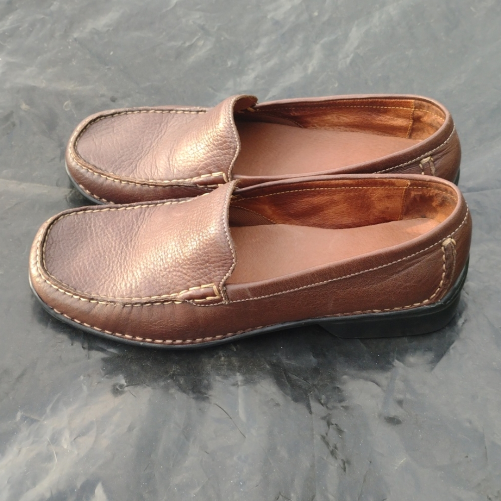 Mens Hush Puppies Lunar Casual slip on Loafers Wide brown leather